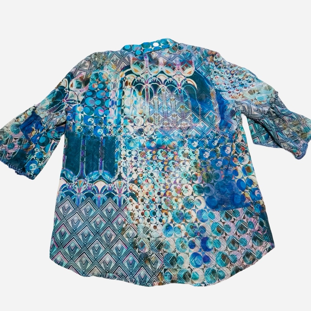 Johnny Was Button Down Boho Bell Sleeve Top - Picture 7 of 13